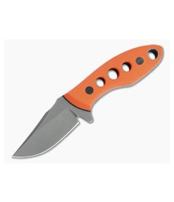 Tom Krein Custom Tusk Bowie Acid Washed XHP Speed Hole Orange G10 Fixed Blade