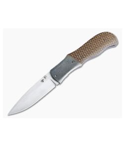 Aaron Frederick Custom Satin CPM-154 Damascus Bolstered Thunderstorm Kevlar Micarta Folder 4822