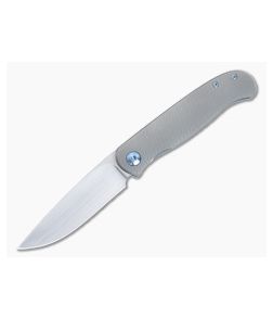 Burger Custom Atlas CFL M390 Drop Point Full Titanium Blue Accents Front Flipper 4827