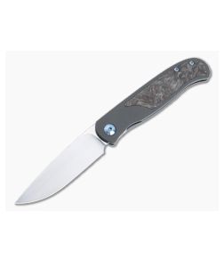 Burger Custom Atlas CFL M390 Drop Point Fat Carbon Inlay Front Flipper 4829