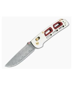 Benchmade Saibu Nakamura Damasteel Ivory & Red G10 Gold Class AXIS Lock Folder 486-201 #160