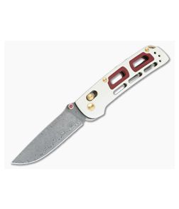 Benchmade Saibu Nakamura Damasteel Ivory & Red G10 Gold Class AXIS Lock Folder 486-201 #162