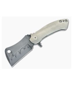 Grindhouse Knives TMAx 2.0 #00 Flipper Titanium Handles Hamon W-2 Cleaver Blade 4866