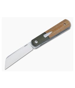 Enrique Pena Custom Barlow Front Flipper Bolstered Natural Micarta Satin 154CM Sheepsfoot 4872