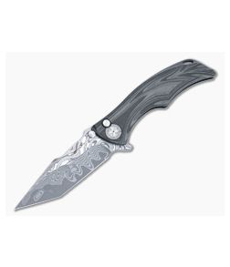 Brian Tighe Custom Tighe Down Flipper Integral Unidirectional Carbon Fiber Handle Damasteel Harpoon Tanto Blade 4881