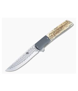 Brad Zinker Urban Trapper 3.5 Liner Lock Flipper Zirconium Bolstered Mammoth Ivory Hugin Damacore Drop Point 4893