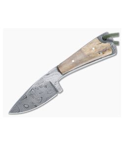 Bill Miller Custom Fixed Blade Necker Mammoth Ivory Handle Damascus Drop Point Blade 4915