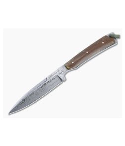 Bill Miller Custom Fixed Blade Boot Knife Elevator Roller Micarta Handle Damascus Double Edged Blade 4918