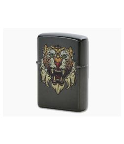Zippo Lighter Sabretooth Tiger Gray Tattoo Design 49263