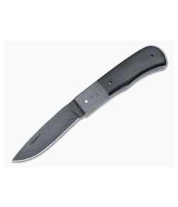 Chuck Hawes Custom Remington Folder Black Micarta Damascus Bolster Damascus Drop Point Blade 4936