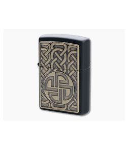 Zippo Windproof Lighter Antique Brass Norse Emblem Matte Black 49538