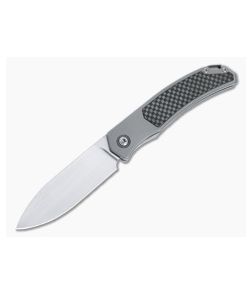 Burger Custom Urban XL Front Flipper Titanium Twill Carbon Fiber Inlay Silver Hardware Satin M390 Spear Point 4955