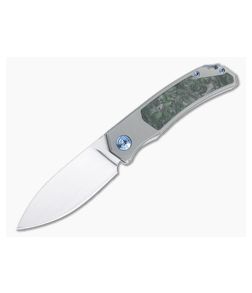 Burger Custom Urban Front Flipper Titanium Green Fat Carbon Inlay Satin M390 Spear Point 4966