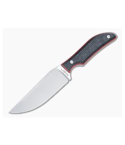 Lhotak Designs Fixed Blade Textured Black Micarta Red Liner ATI 425 Drop Point Blade 4978