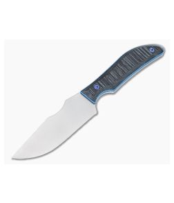 Lhotak Designs Fixed Blade Textured Black Micarta Blue/Black Liner ATI 425 Chisel Ground Drop Point Blade 4979