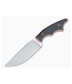 Lhotak Designs Fixed Blade Textured Black Micarta Orange G10 Liner ATI 425 Drop Point Blade 4983