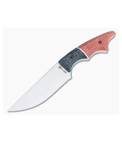 Lhotak Designs Fixed Blade Orange and Black Jute Micarta ATI 425 Chisel Ground Drop Point Blade 4984