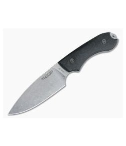 Bradford Knives Guardian4 Full Flat Grind 3D Black Micarta Stonewashed 3V Fixed Blade Knife