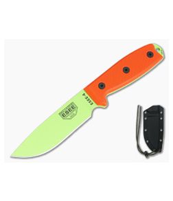 ESEE 4 Venom Green Plain Edge Orange G10 Black Sheath