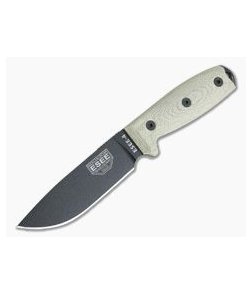 ESEE 4 Black Blade 3D Green Canvas Micarta Handles Fixed Blade 4PB-017