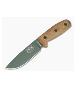 ESEE 4 OD Green Blade 3D Natural Canvas Micarta Handles Fixed Blade 4POD-011