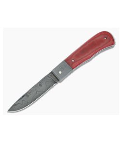 Chuck Hawes Custom Damascus Remington Red Micarta Slip Joint 5001