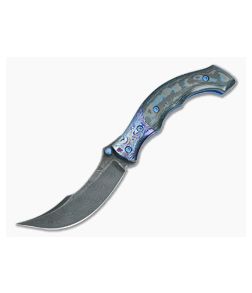 Alan Folts Custom Rite #8 Damascus and Blue Fatcarbon