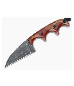 Alan Folts Custom Minimalist Wharncliffe Damascus and Amber Raffir