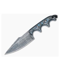 Alan Folts Custom Personal Minimalist Damasteel and Blue Fatcarbon