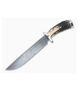 Bill Miller Custom Bowie Stag and 3-Bar Damascus