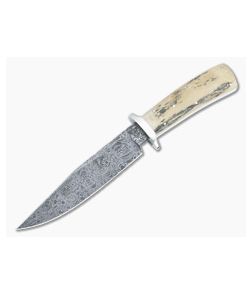 Bill Miller Custom Small Bowie Mammoth Ivory and W-Pattern Damascus