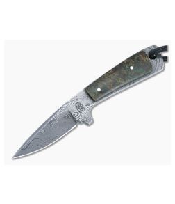 Bill Miller Custom Slender Neck Knife 224-Layer Damascus and Rag Micarta