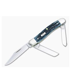 Case Medium Stockman Pocket Worn Mediterranean Blue Bone Handle Polished Tru-Sharp Blades 51851