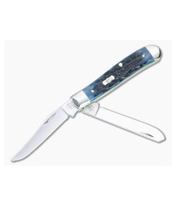 Case Mini Trapper Jigged Mediterranean Blue Bone Handle Tru Sharp Blades 51852