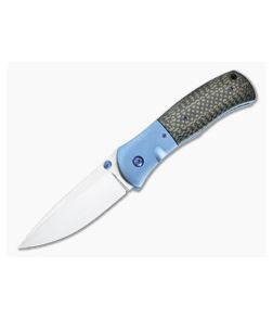 John W. Smith Custom 3.5" Utility 3K Carbon Fiber Blue Titanium