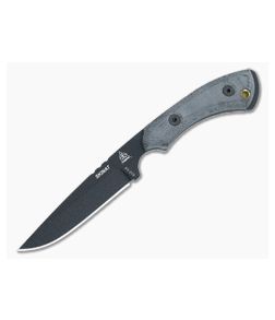 TOPS Knives Skinat Fixed Blade Black Linen Micarta Handles Black Coated 1095 Drop Point SK521