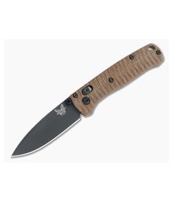 Benchmade Mini Bugout Black Cerakote Grooved Natural Micarta Putman Custom Scales Folder