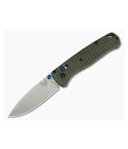 Benchmade 535 Bugout Stonewash S30V Grooved Green Micarta Putman Scales