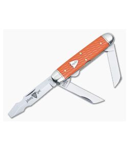 Tidioute #53 Johnny On The Spot Electrician Knife Jigged Orange Delrin 1095 Blades 53E323-JOD