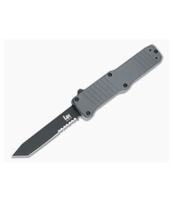 HK Hadron Tanto Black PVD Serrated 154CM Gray Aluminum OTF Automatic 54002