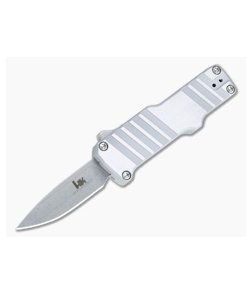 HK Micro Incursion Clip Point Tumbled 154CM Brushed Gray Aluminum CA Legal OTF Automatic 54035