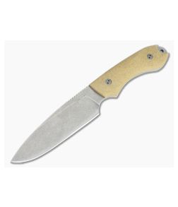 Bradford Guardian5 Sabre Ground Stonewashed 3V 3D Natural Canvas Micarta Fixed Blade