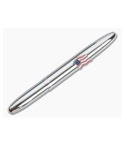 Fisher Space Pen American Flag Emblem Chrome Bullet Space Pen 600AF