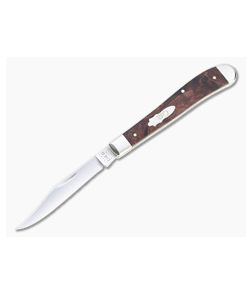 Case Slimline Trapper Smooth Brown Maple Burl Wood Slip Joint 64063