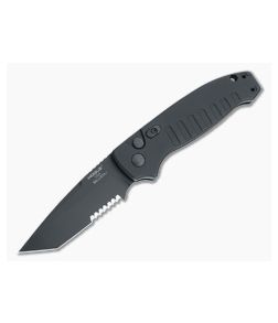 Hogue Ballista I Tanto Part Serrated PVD 154CM Black Aluminum Button Lock Automatic Folder 64120