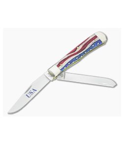 Case Trapper Star Spangled Natural Bone Handle 64132