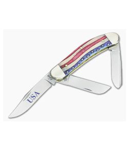 Case Sowbelly Star Spangled Natural Bone Handle 64134