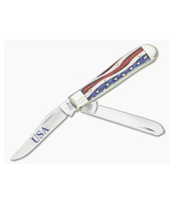 Case Mini Trapper Star Spangled Natural Bone Handle 64135