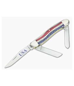 Case Medium Stockman Star Spangled Natural Bone Handle 64136