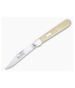 Tidioute Cutlery #65 Ben Hogan Etched Blade Smooth White Bone Slip Joint 651122
